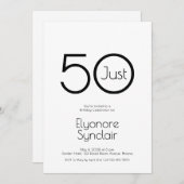 Minimal Just Fifty 50th Birthday Party Invitation Einladung (Vorne/Hinten)