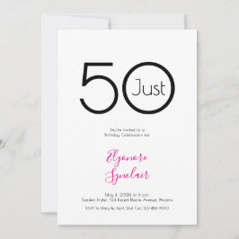 Minimal Just Fifty 50th Birthday Party Invitation Einladung