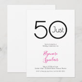 Minimal Just Fifty 50th Birthday Party Invitation Einladung (Vorne/Hinten)