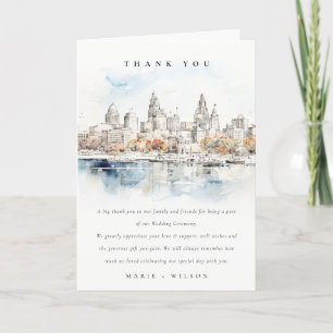 Minimal Kansas City Missouri Wassercolour Wedding Dankeskarte