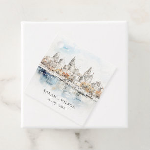 Minimal Kansas City Missouri Wassercolour Wedding Geschenkanhänger