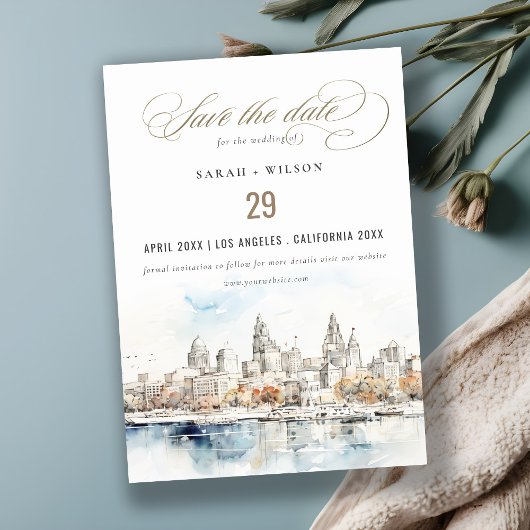 Minimal Kansas City Missouri Wassercolour Wedding Save The Date