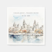 Minimal Kansas City Missouri Wassercolour Wedding Serviette (Vorderseite)