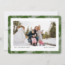 Minimal Kariert ein Foto grün horizontal Feiertagskarte