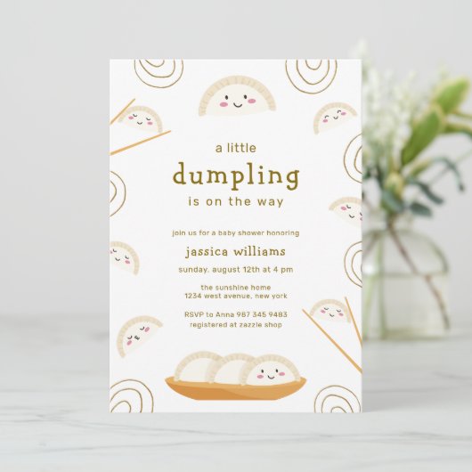 Minimal Kawaii Boho Bao Dumpling Baby Shower  Einladung (Stehend Vorderseite)