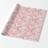 Minimal klassisch Moderne Blush Rosa Rot Paisley Geschenkpapier (Ungerollt)