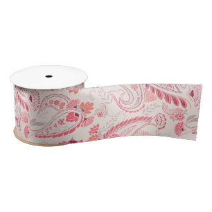 Minimal klassisch Moderne Blush Rosa Rot Paisley Satinband