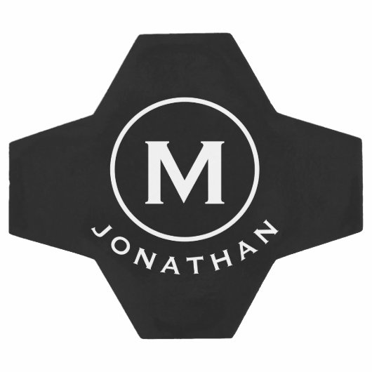 Minimal klassisches Monogramm Schwarz-weiß Fußball (Flach)