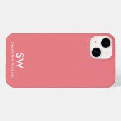 Minimal Korallenrosa Modernes Anfangsmonogramm Case-Mate iPhone Hülle (Rückseite (Horizontal))