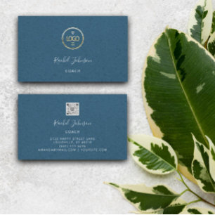 Minimal Kraft Elegant Couch Therapist Blue Logo Visitenkarte