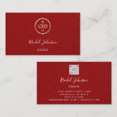 Minimal Kraft Elegant Couch Therapist Rotes Logo Visitenkarte (Vorne/Hinten)