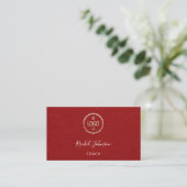 Minimal Kraft Elegant Couch Therapist Rotes Logo Visitenkarte (Stehend Vorderseite)