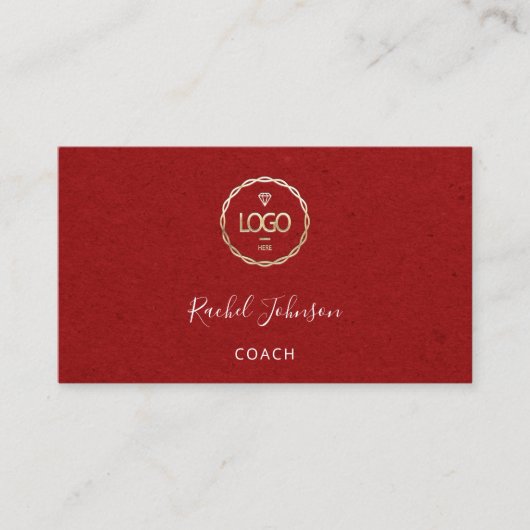 Minimal Kraft Elegant Couch Therapist Rotes Logo Visitenkarte (Vorderseite)