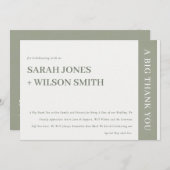 Minimal kühne moderne graue Typografie Hochzeit Dankeskarte (Vorne/Hinten)