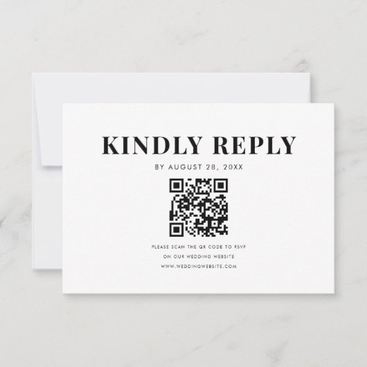 Minimal kühne QR Code Hochzeit RSVP Karte (Vorderseite)