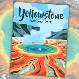 Minimal kühne Retro Yellowstone Rainbow Hot Spring Postkarte