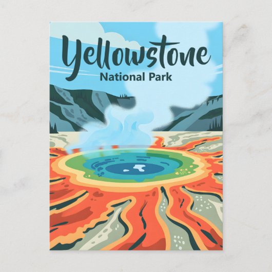 Minimal kühne Retro Yellowstone Rainbow Hot Spring Postkarte (Vorderseite)