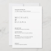 Minimal Lab Report Style Wedding Einladung (Vorderseite)