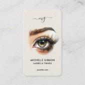 Minimal Lashes Tech Makeup Artist Tan Beige Visitenkarte (Vorderseite)