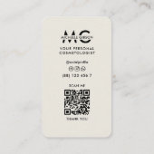 Minimal Lashes Tech Makeup Artist Tan Beige Visitenkarte (Rückseite)