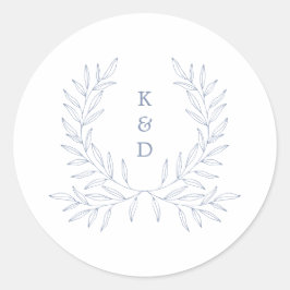 Minimal Laurel Formal Wedding Einladung K310 Blue Runder Aufkleber
