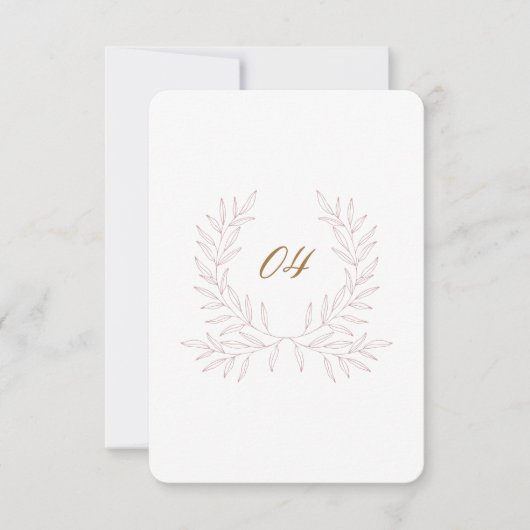 Minimal Laurel Tischnummer Wedding Sign Card K310 (Vorderseite)