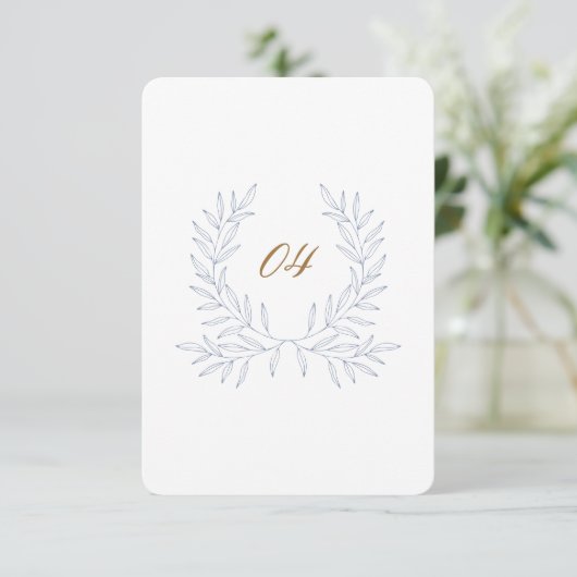 Minimal Laurel Tischnummer Wedding Sign Card K310 (Stehend Vorderseite)