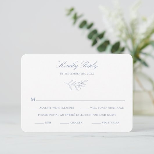 Minimal Laurel Wedding RSVP Response Card K310 (Stehend Vorderseite)