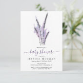 Minimal Lavendel Baby Shower Einladungskarte Einladung (Stehend Vorderseite)