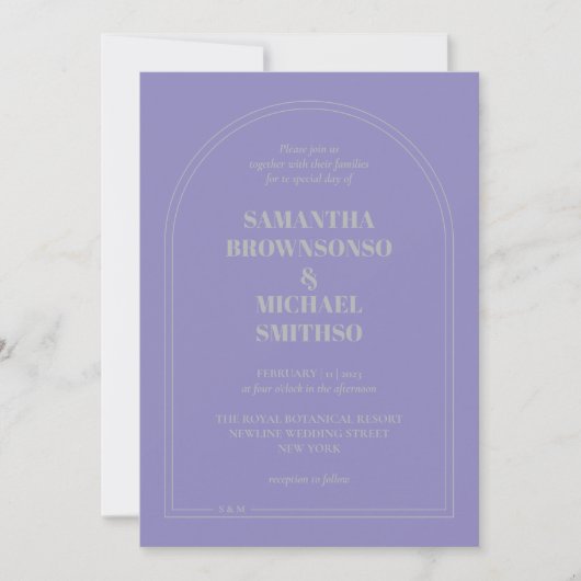 Minimal Lavender Silver Simple Wedding Einladung (Vorderseite)