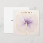 Minimal Lavender Watercolor Flower Dankeskarte (Vorne/Hinten)