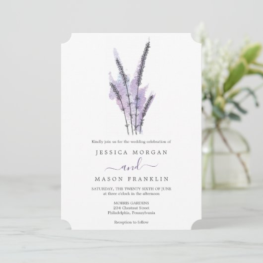 Minimal Lavender Wedding Einladungskarte Einladung (Stehend Vorderseite)