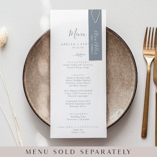 Minimal Leaf Blue White DU Hochzeit Platzkarten