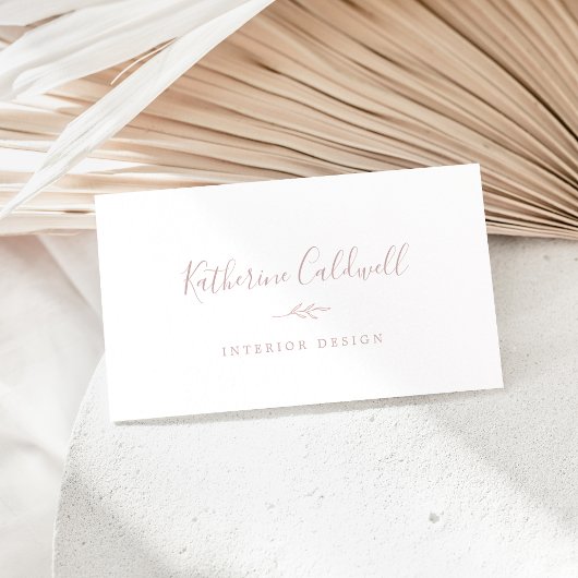 Minimal Leaf | Blush Pink Business Card Visitenkarte