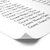 Minimal Leaf Boho Floral Wedding Chart Poster (Ecke)