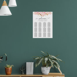 Minimal Leaf Boho Floral Wedding Chart Poster