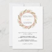 Minimal Leaf Boho Floral Wedding Einladung (Vorderseite)