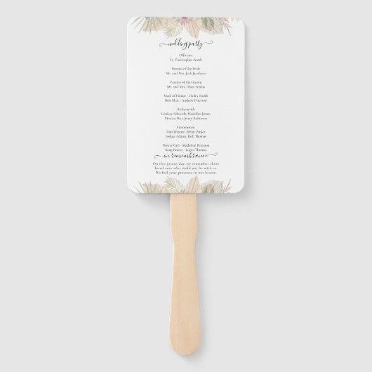 Minimal Leaf Boho Floral Wedding Fächer (Rückseite)