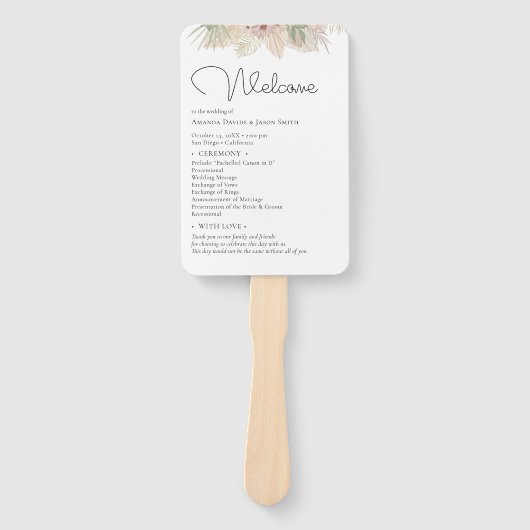 Minimal Leaf Boho Floral Wedding Fächer (Vorderseite)