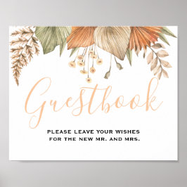 Minimal Leaf Boho Floral Wedding Gästebuch