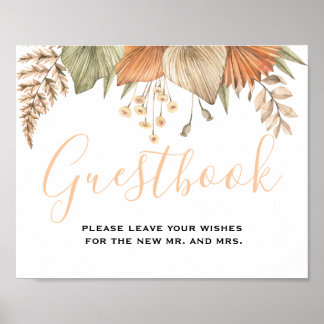 Minimal Leaf Boho Floral Wedding Gästebuch