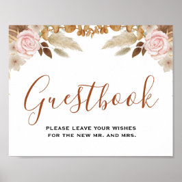 Minimal Leaf Boho Floral Wedding Gästebuch