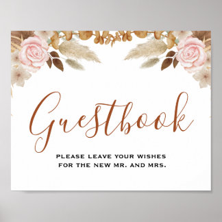 Minimal Leaf Boho Floral Wedding Gästebuch