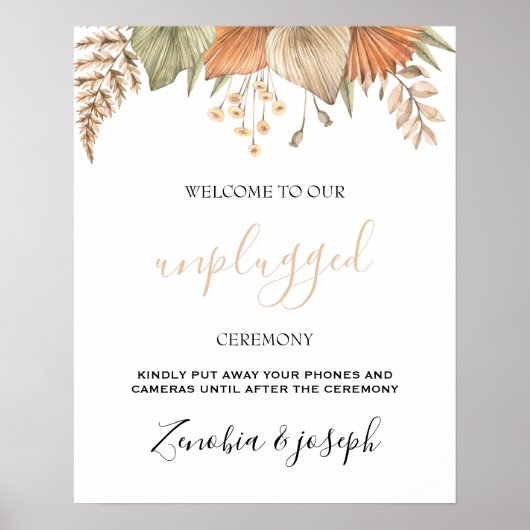 Minimal Leaf Boho Floral Wedding nicht gestopftes  Poster (Vorne)