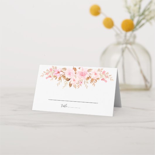 Minimal Leaf Boho Floral Wedding Platzkarte (Vorderseite)
