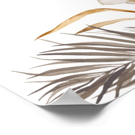 Minimal Leaf Boho Floral Wedding Poster (Ecke)