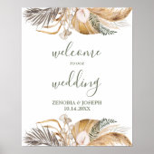 Minimal Leaf Boho Floral Wedding Poster (Vorne)