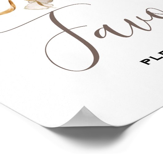 Minimal Leaf Boho Floral Wedding Poster (Ecke)