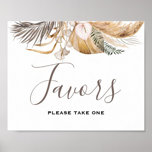 Minimal Leaf Boho Floral Wedding Poster (Vorne)