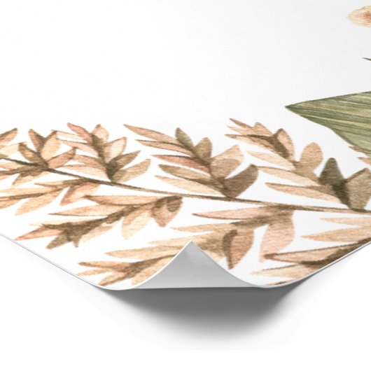Minimal Leaf Boho Floral Wedding Poster (Ecke)
